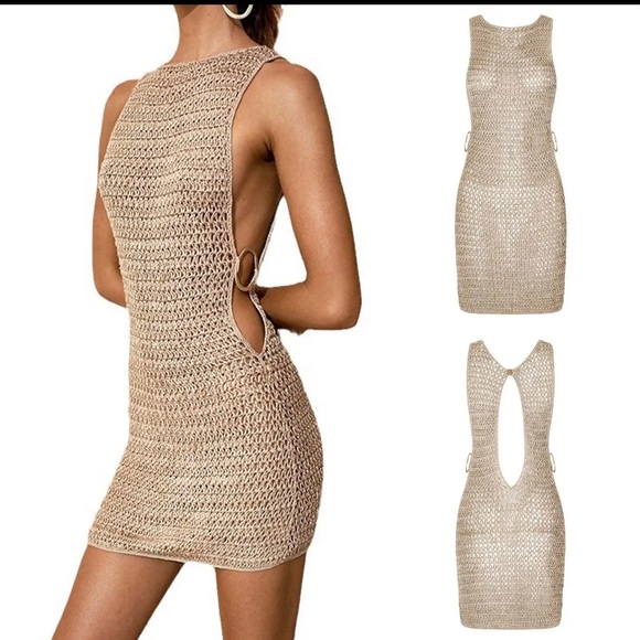 🎉Lightweight sexy khaki knit beach dress or bikini cover-up under the sun - Picture 2 of 9
